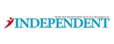 The Independent logo highlighting BlueMagic Group's presence in major news outlets for their hair restoration services.